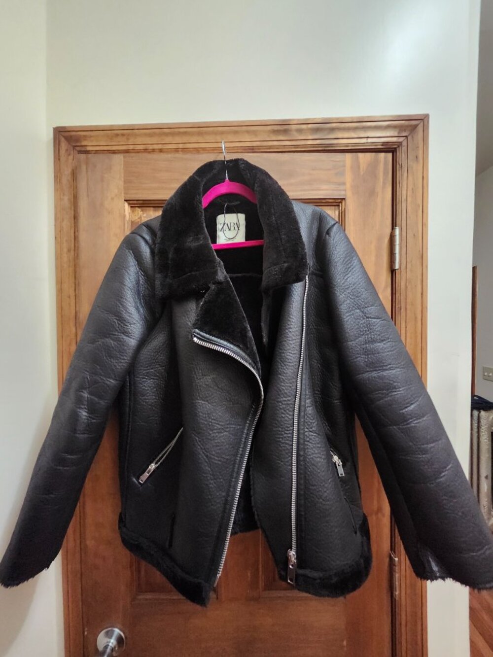 Zara double-faced faux leather biker jacket - Picture 3 of 5
